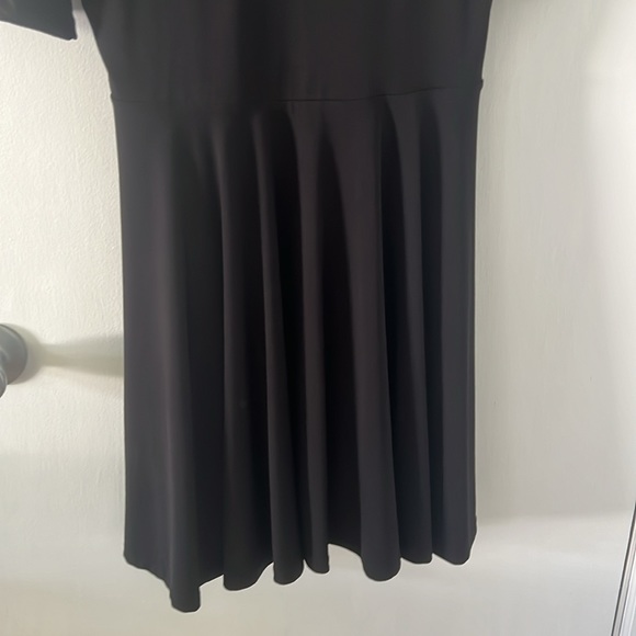 Express black dress Size 6. Scoop back and gold button on rolled sleeves. - Picture 3 of 6